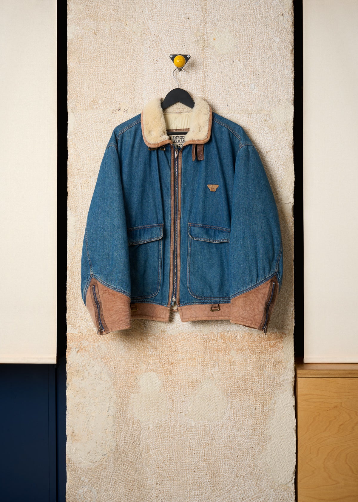 ジャケット・アウター Emporio Armani mouton jacket 80s Sicons EMPORIO ARMANI DENIM AND MOUTON BLOUSON 1980'S - 52IT – The