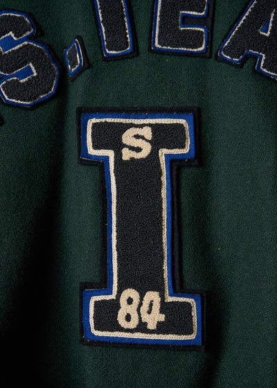 I.S. Team Grey And Green Varsity Jacket 1984 - Large