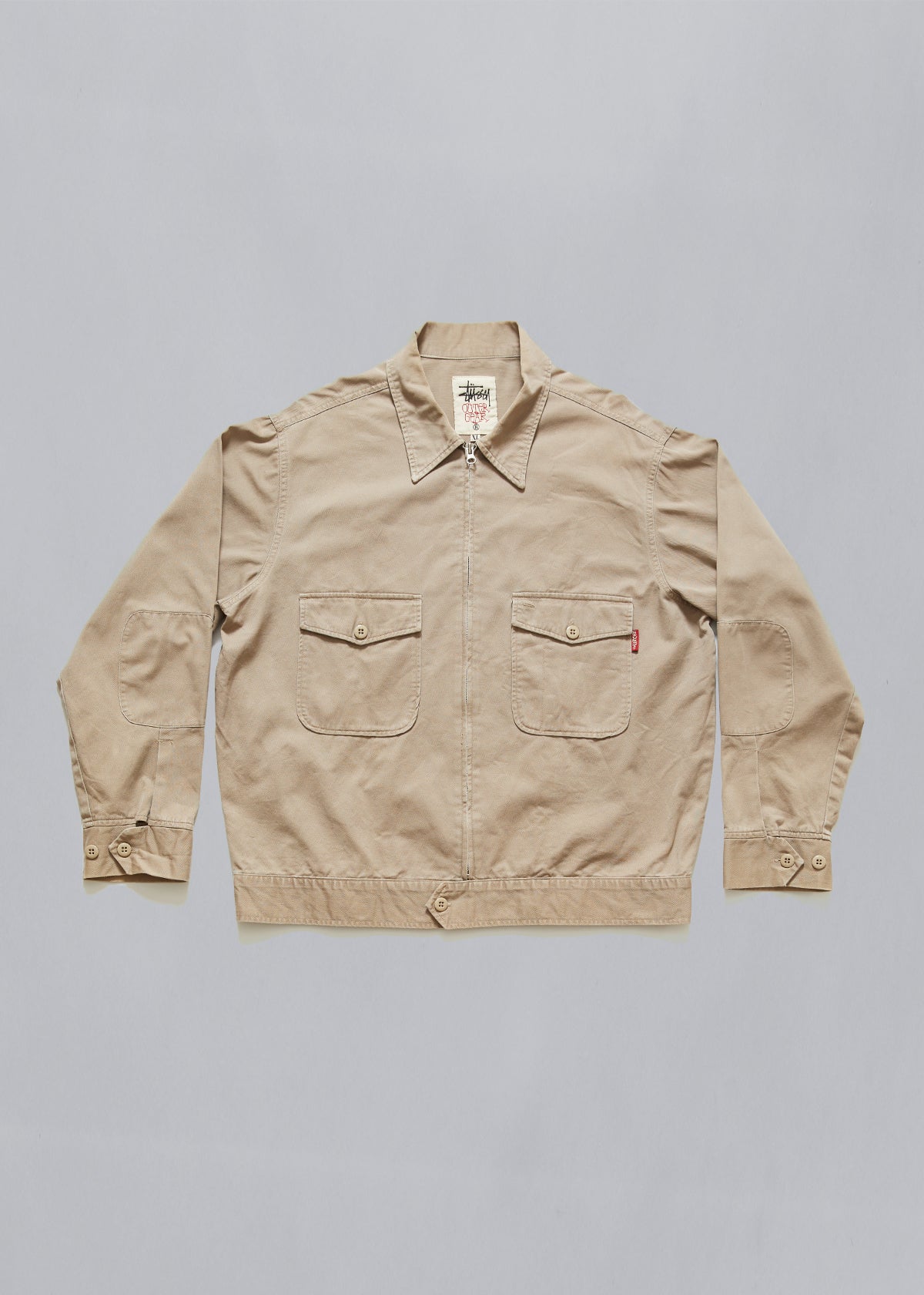 Beige Double Pocket Zip Work Jacket 1990's - X-Large