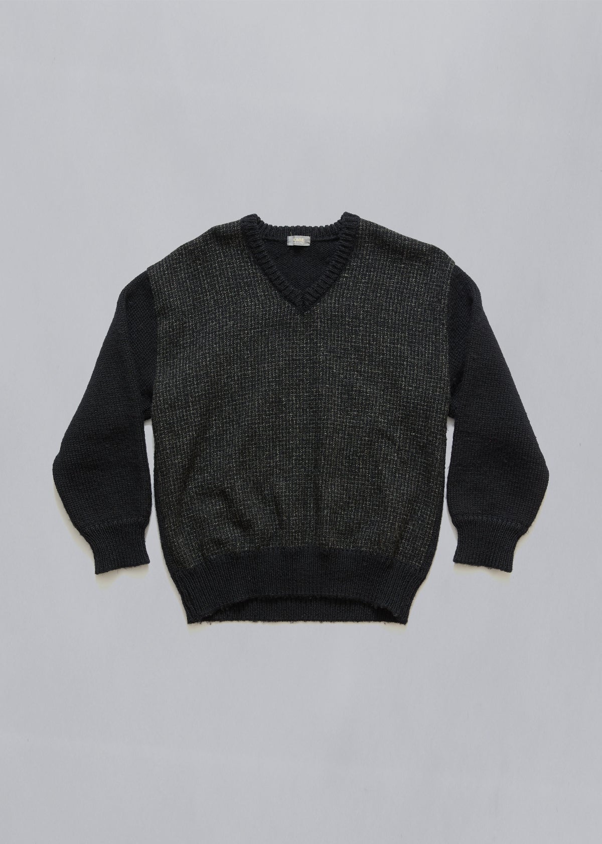 CDG Homme Two Tone V-Neck Wool Jumper 1980's - Large