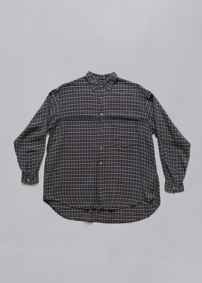 CDG Homme Light Cotton Textured Checkered Shirt 1980's - Large