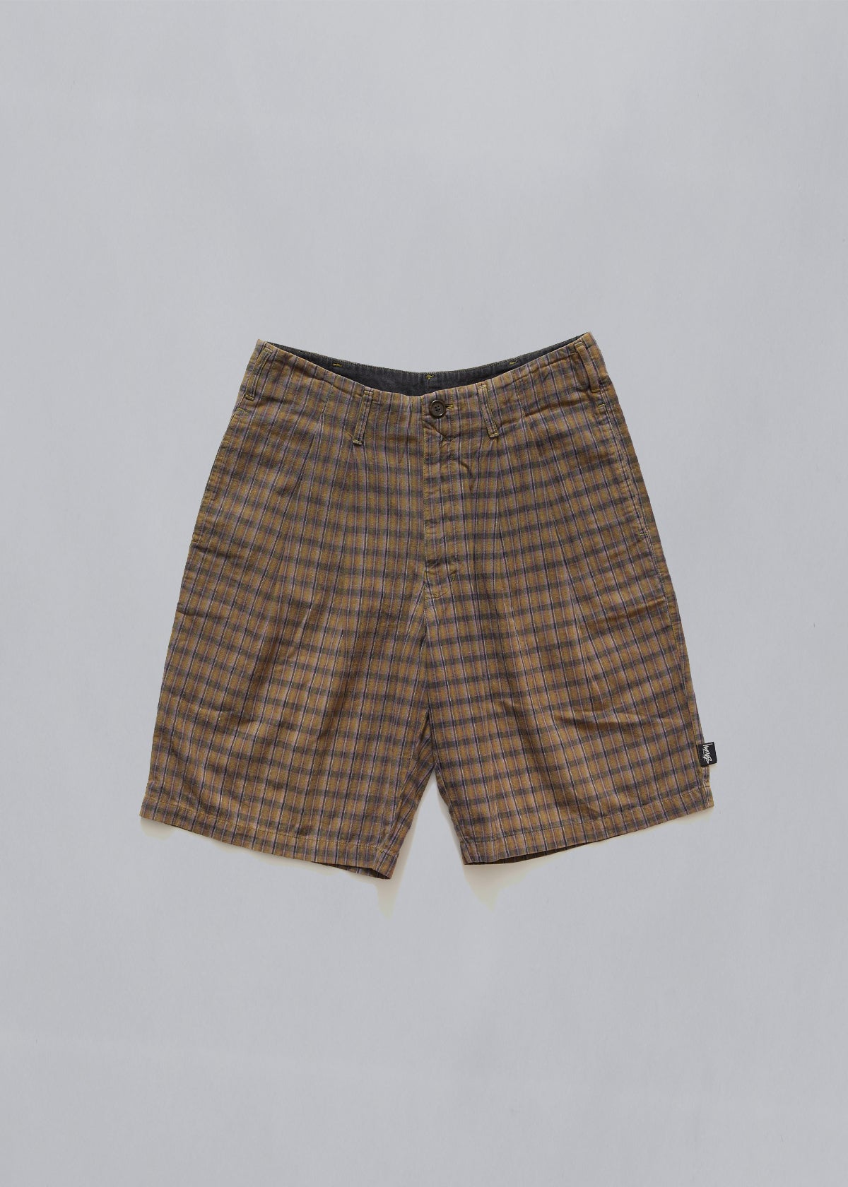 Brown Checkered Light Cotton Shorts 1990's - 32