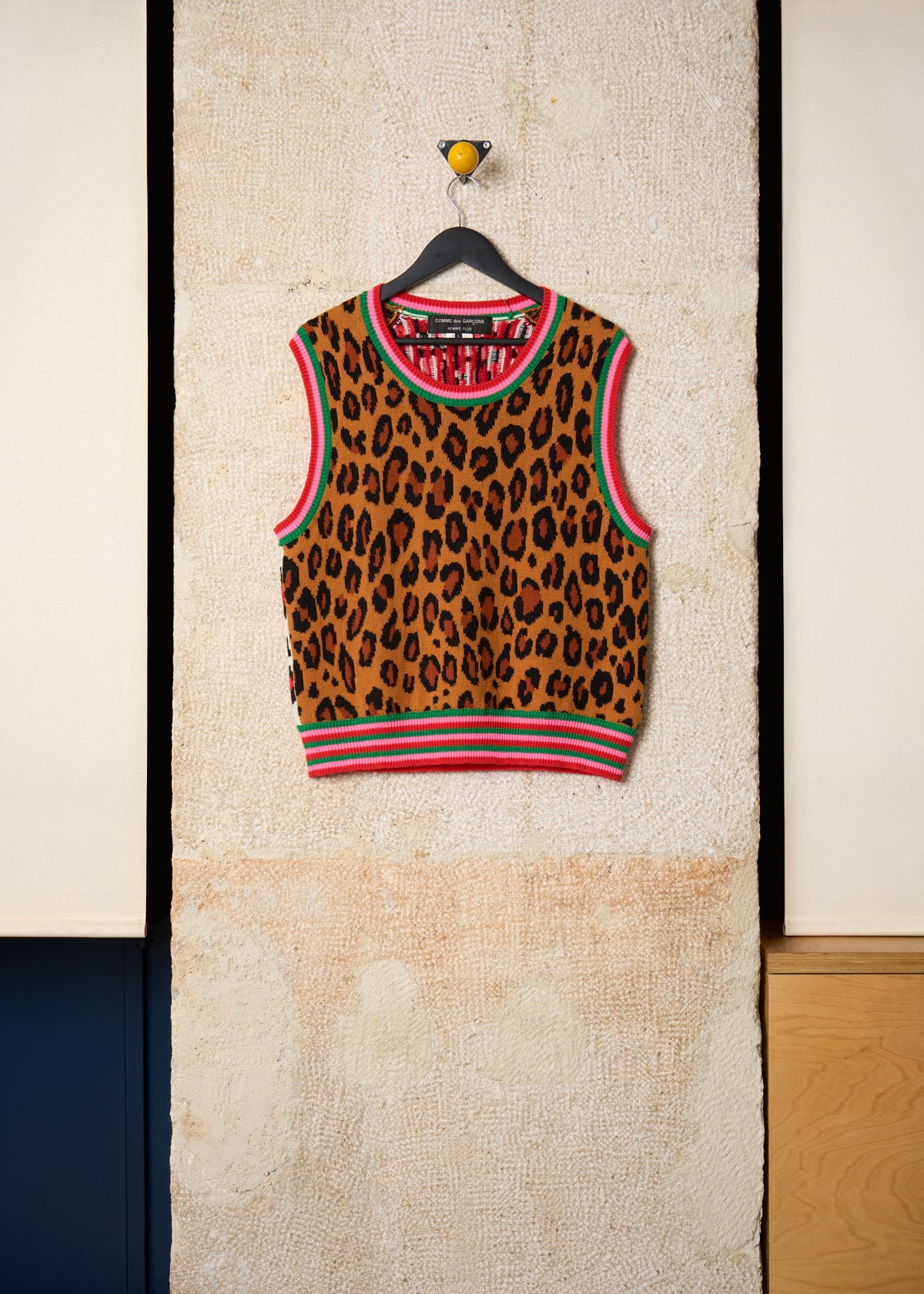 CDG Homme Plus Leopard Patchwork Knit Vest 2018 - Large