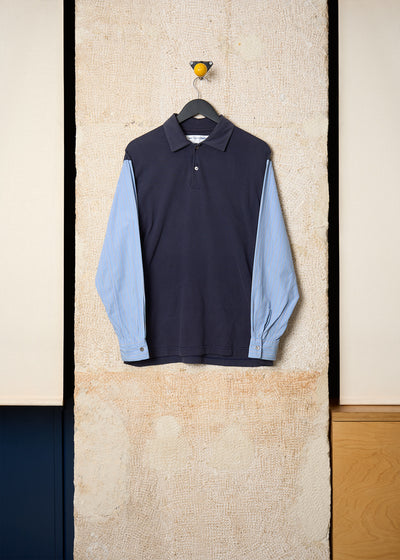 CDG Shirt Blue Switch Sleeves Polo 2000's - Medium