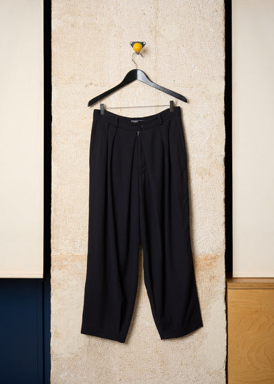Black Wool Relax Pants 1980's - X-Large
