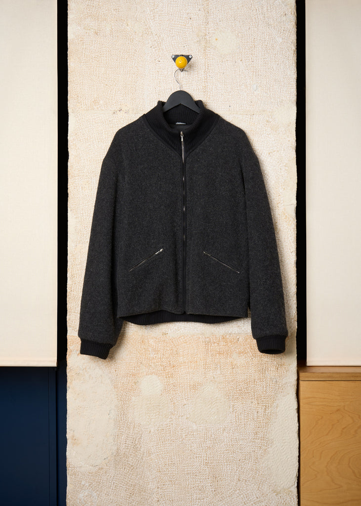 Black Heavy Mixed Wool Full Zip Jacket 1990's - Large – The