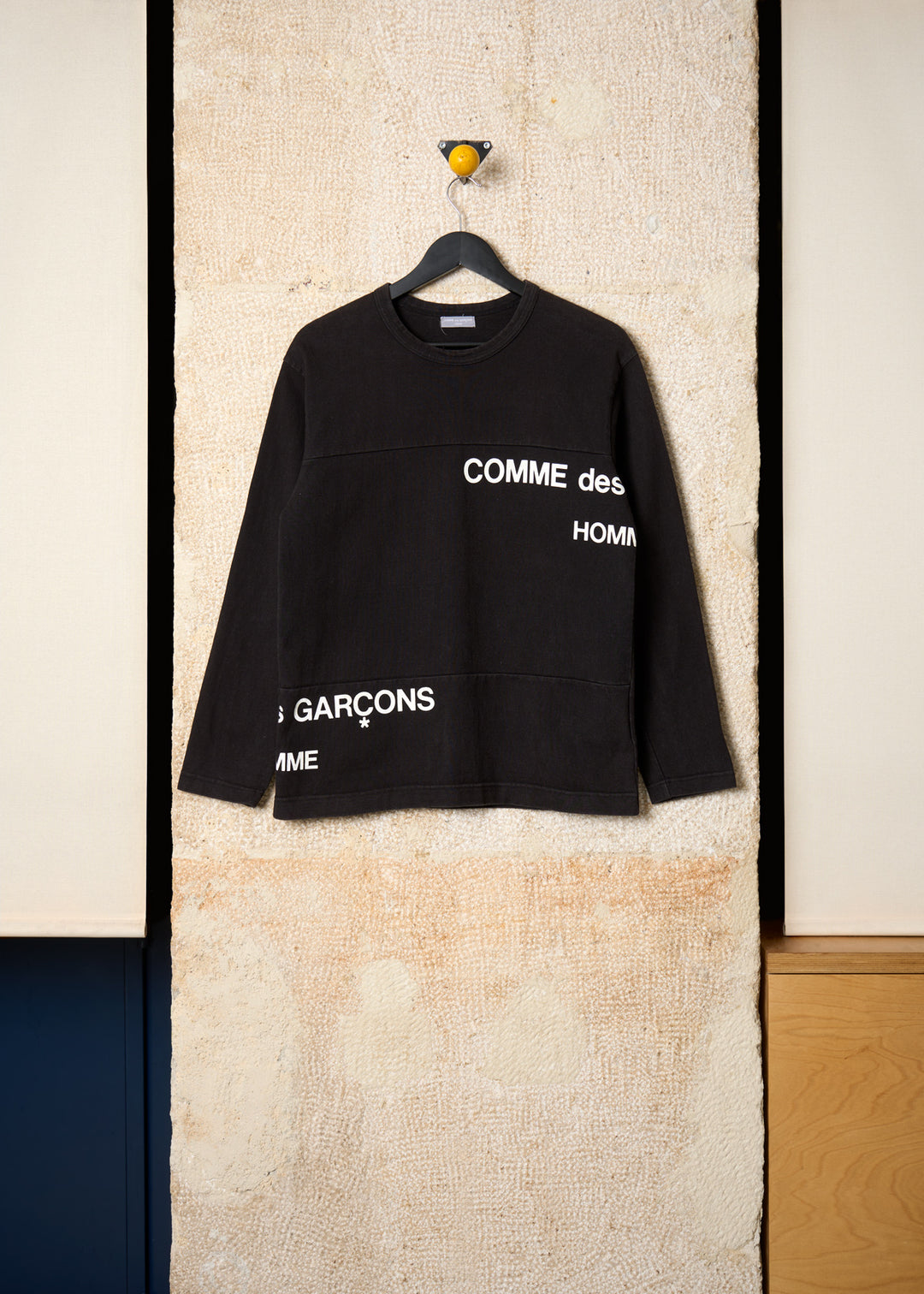 CDG Homme Black Split Logo Longlseeve SS2002 Medium