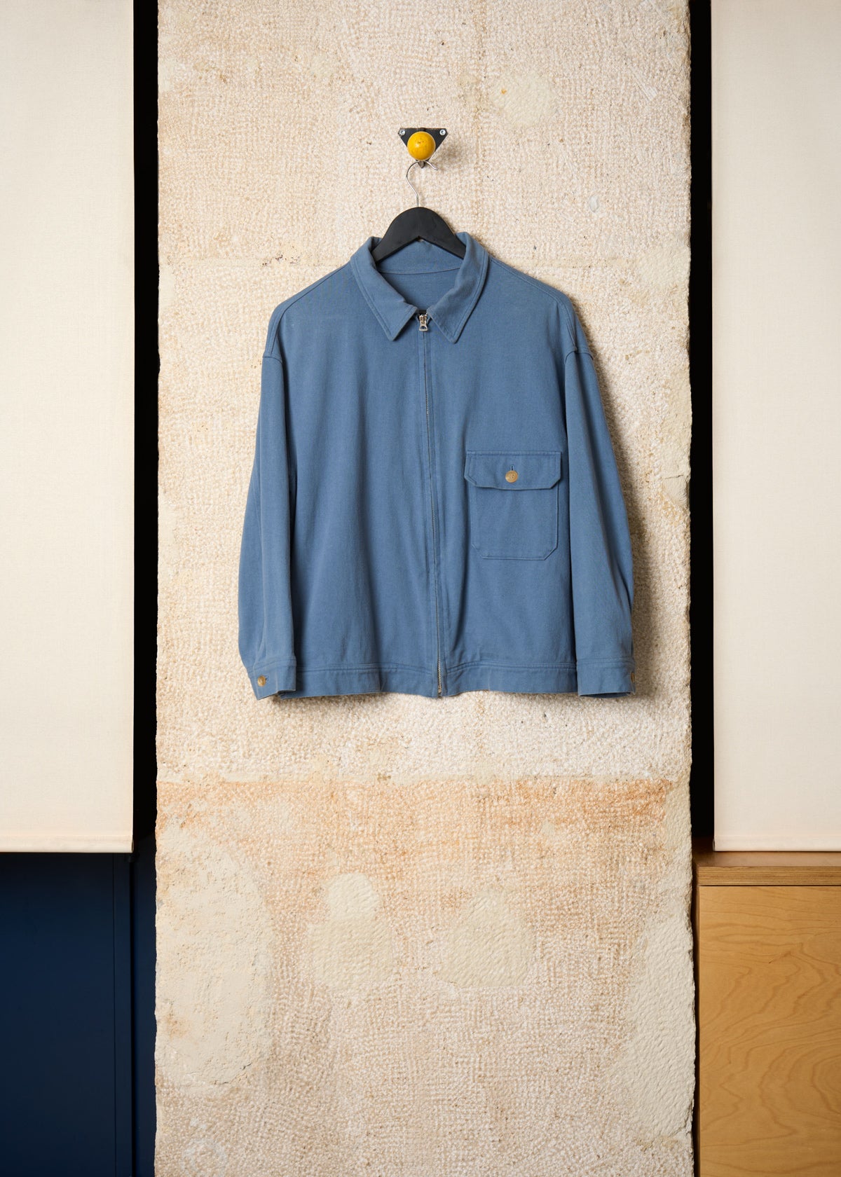Y's Men For Men Blue Light Cotton 1 Pocket Zip Work Jacket SS1994 - Small
