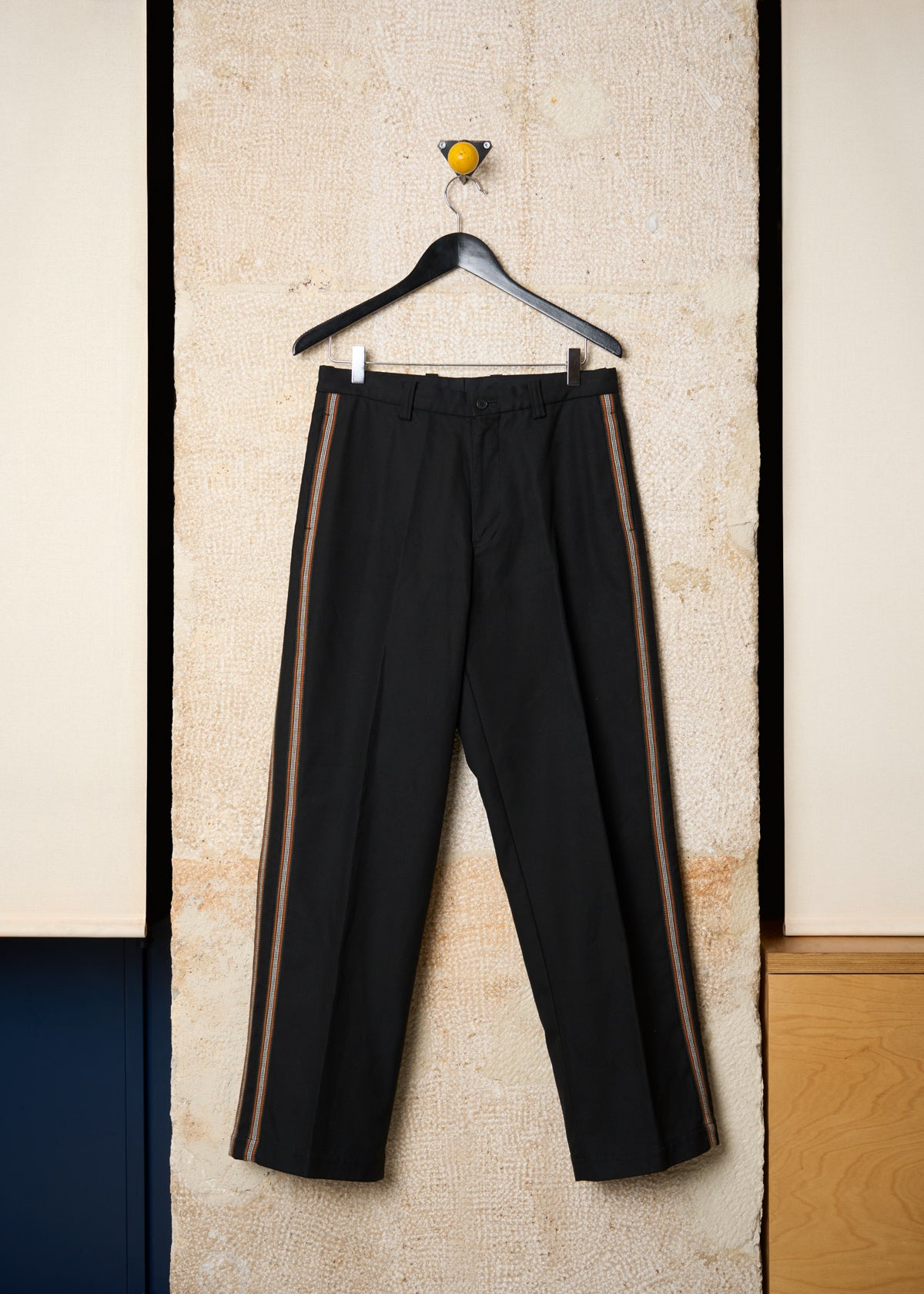 BLACK DOUBLE SIDE BANDS HEAVY COTTON  PANTS SS2003 - MEDIUM