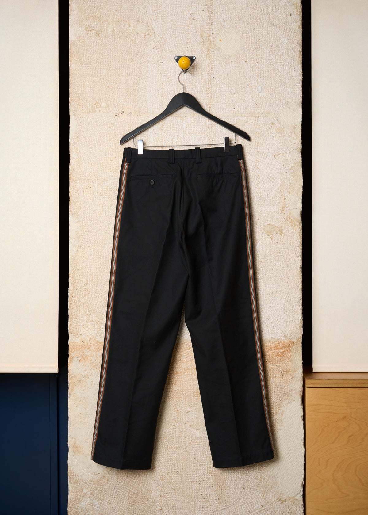 BLACK DOUBLE SIDE BANDS HEAVY COTTON  PANTS SS2003 - MEDIUM