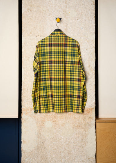 Y'S FOR MEN YELLOW PLAID RAMIE RAYON SHIRT 2000's - 3