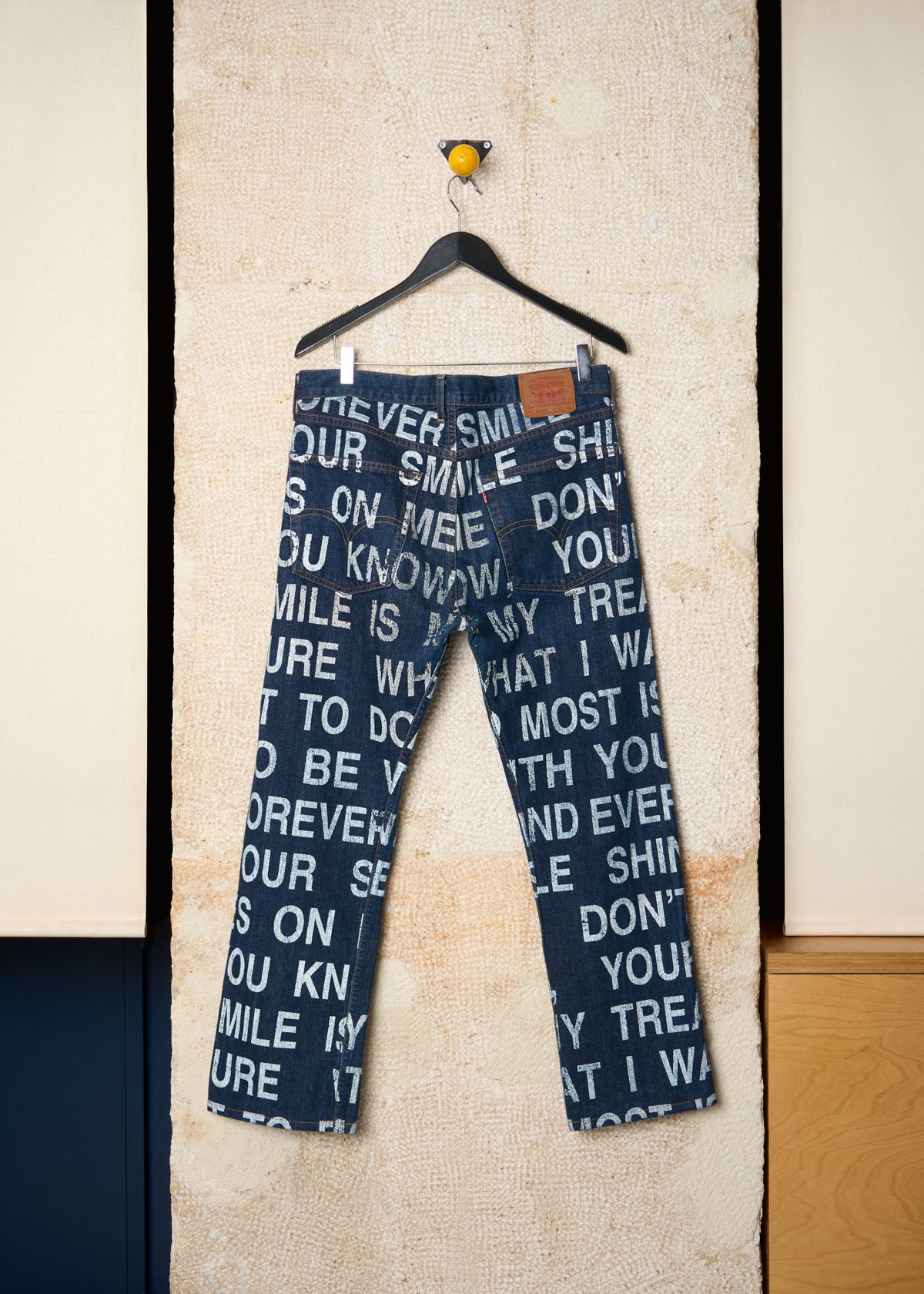 LEVI'S 503 ALL OVER POEM DENIM PANTS SS2002 - SMALL