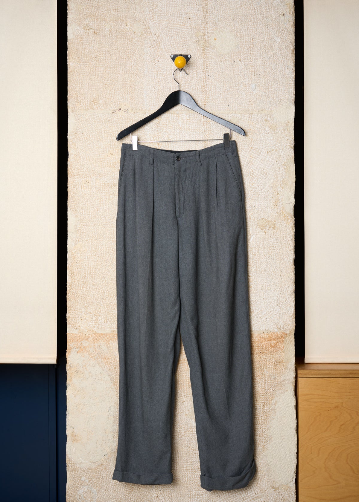 Y'S FOR MEN GREY SOFT RAYON WOOL MIX PANTS SS1996 - LARGE