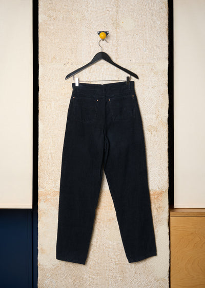 HOMME BLACK CORDUROY SIDE BANDS 5 POCKETS PANTS 1980'S - MEDIUM