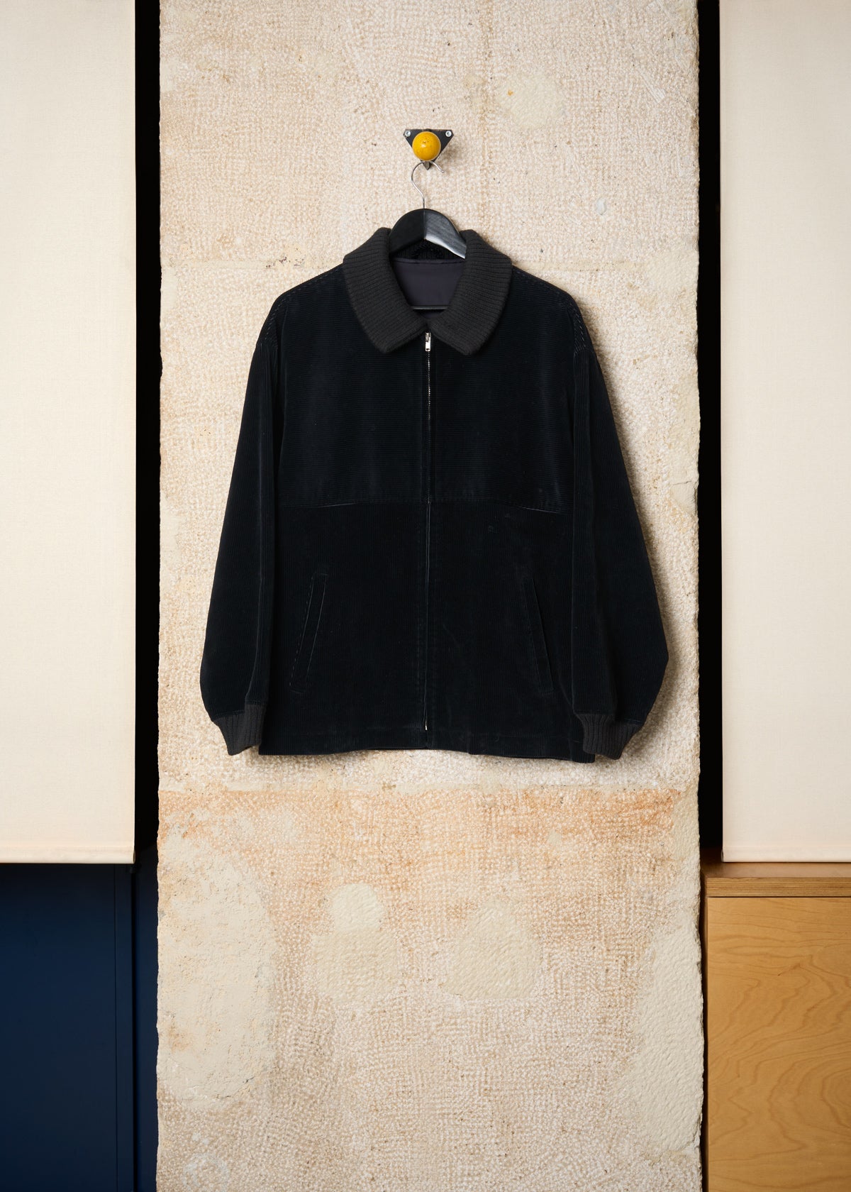 HOMME BLACK HEAVY CORDUROY BLOUSON 1980's - LARGE