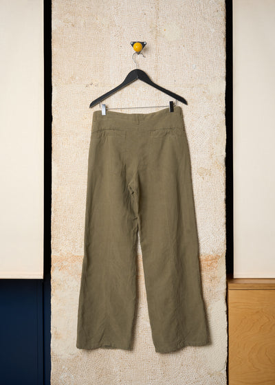 EMPORIO ARMANI OLIVE BIO SEAMS COTTON PANTS SS2003 - MEDIUM