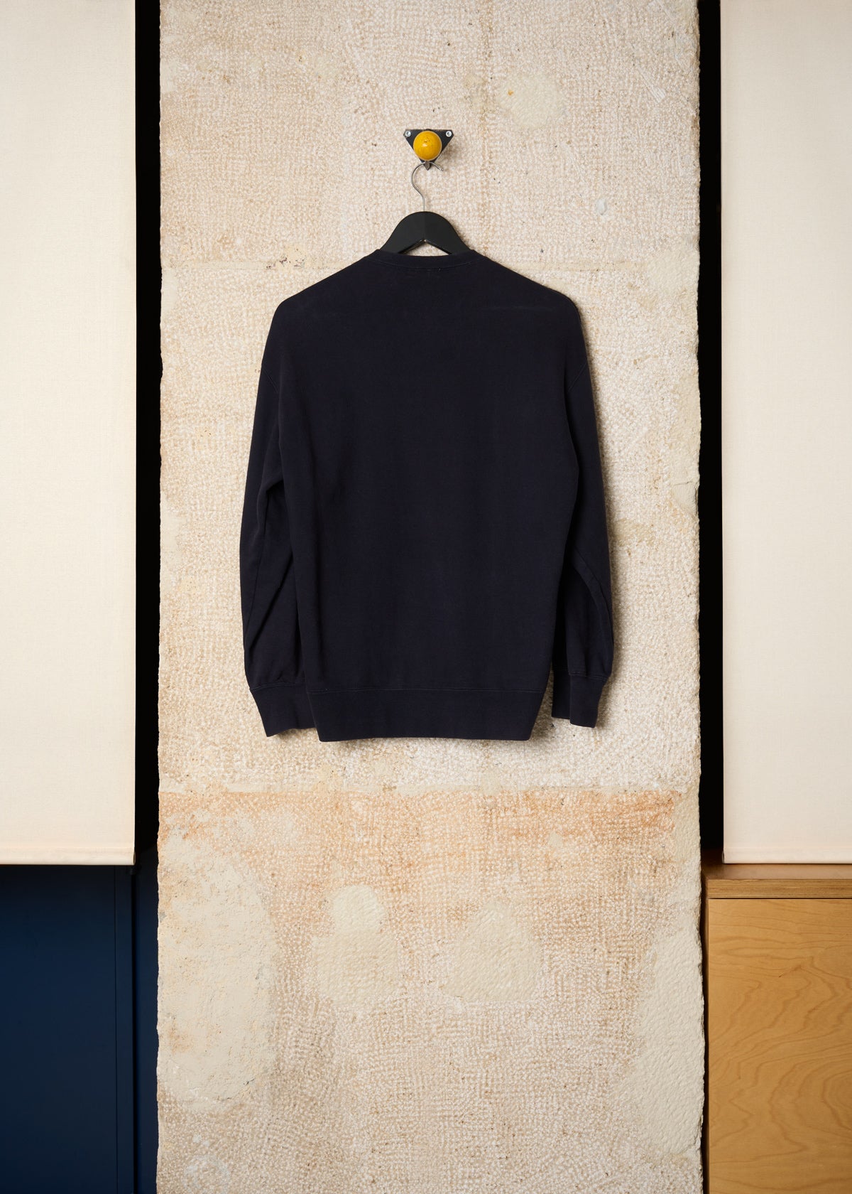 HOMME NAVY BLUE WOOL JUMPER WITH FRENCH TERRY SLEEVES AW1998 - MEDIUM