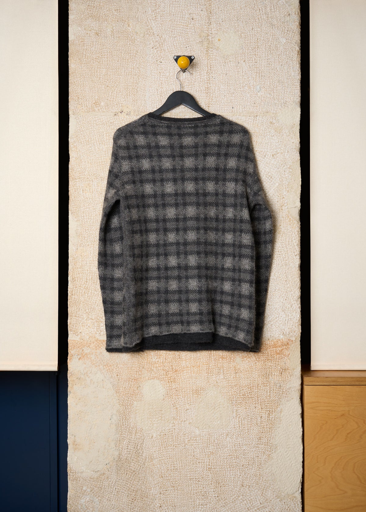 POUR HOMME GREY PLAID ALPACA BLEND CREWNECK JUMPER AW2012 - Medium