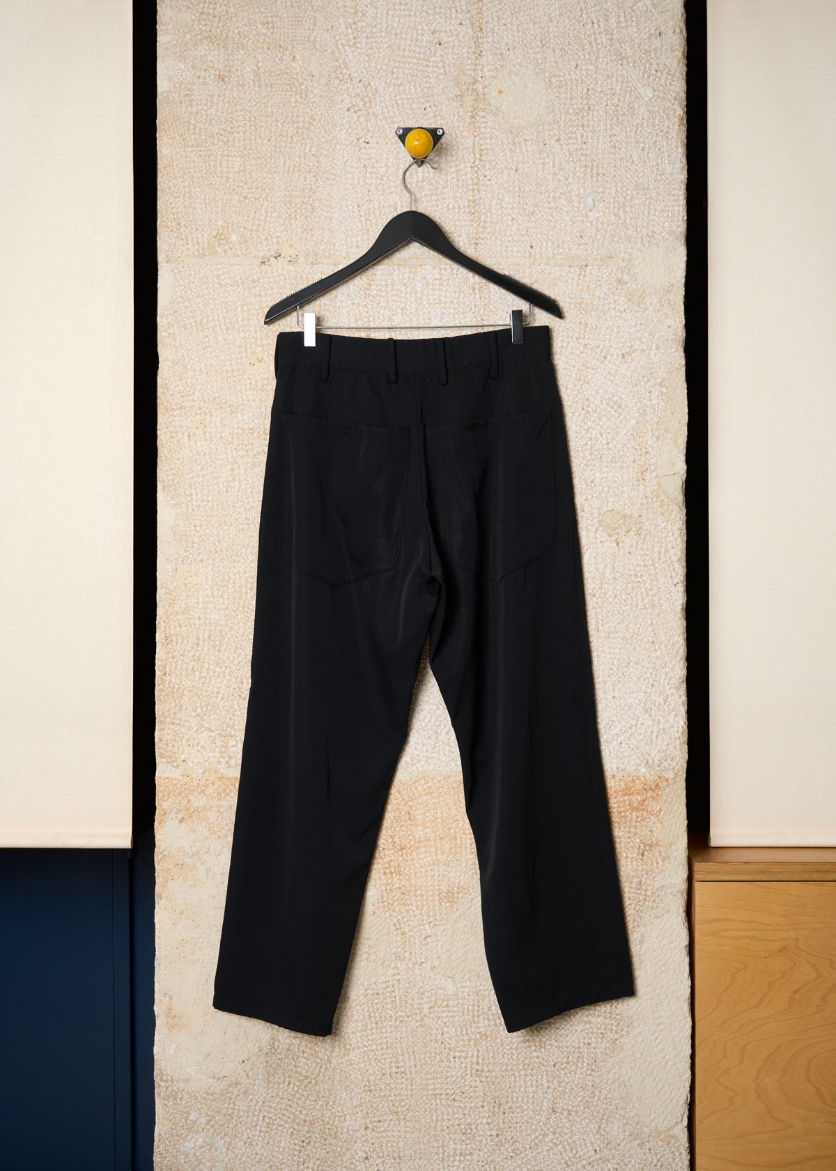 BLACK SEWN POCKET WOOL PANTS 1980'S - SMALL