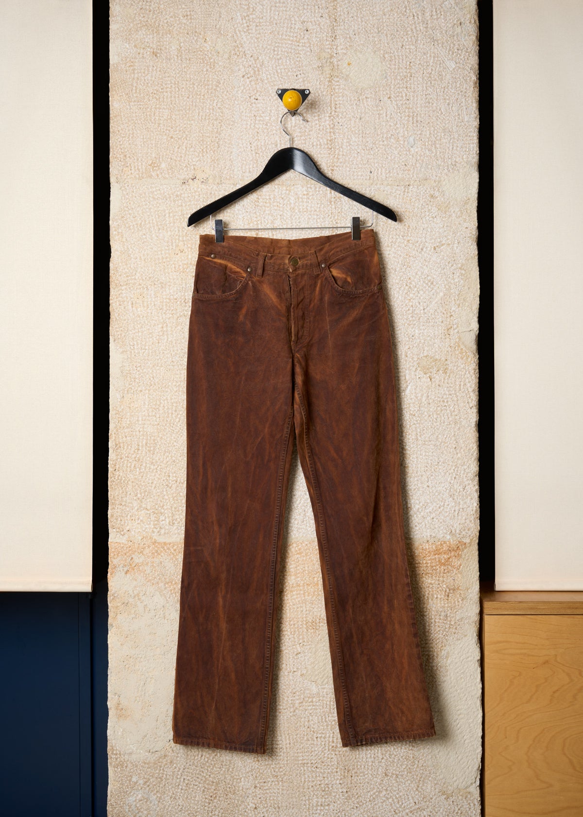 BROWN SPECIAL DYING PROCESS 5 POCKETS DENIM PANTS SS2005 - 44IT