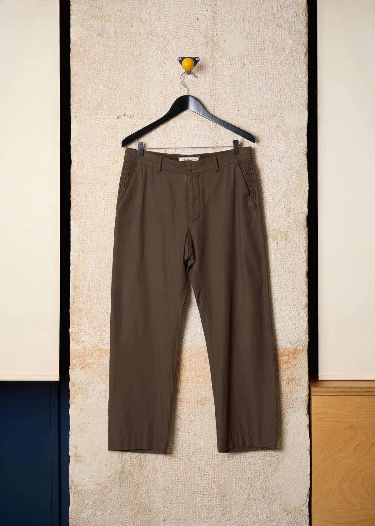 BROWN STITCHING DETAILS POCKETS COTTON  PANTS SS2007 - 48IT