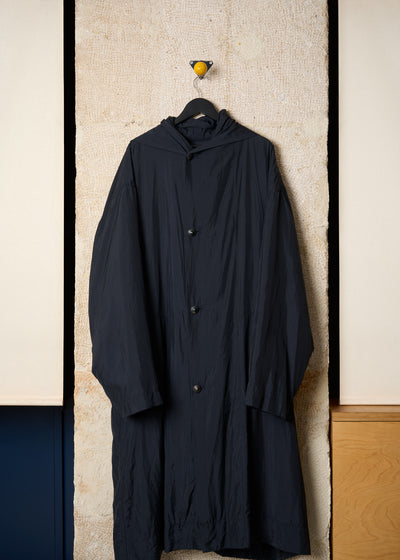 NIGHT BLUE LONG LAYERED COAT 1980'S - MEDIUM