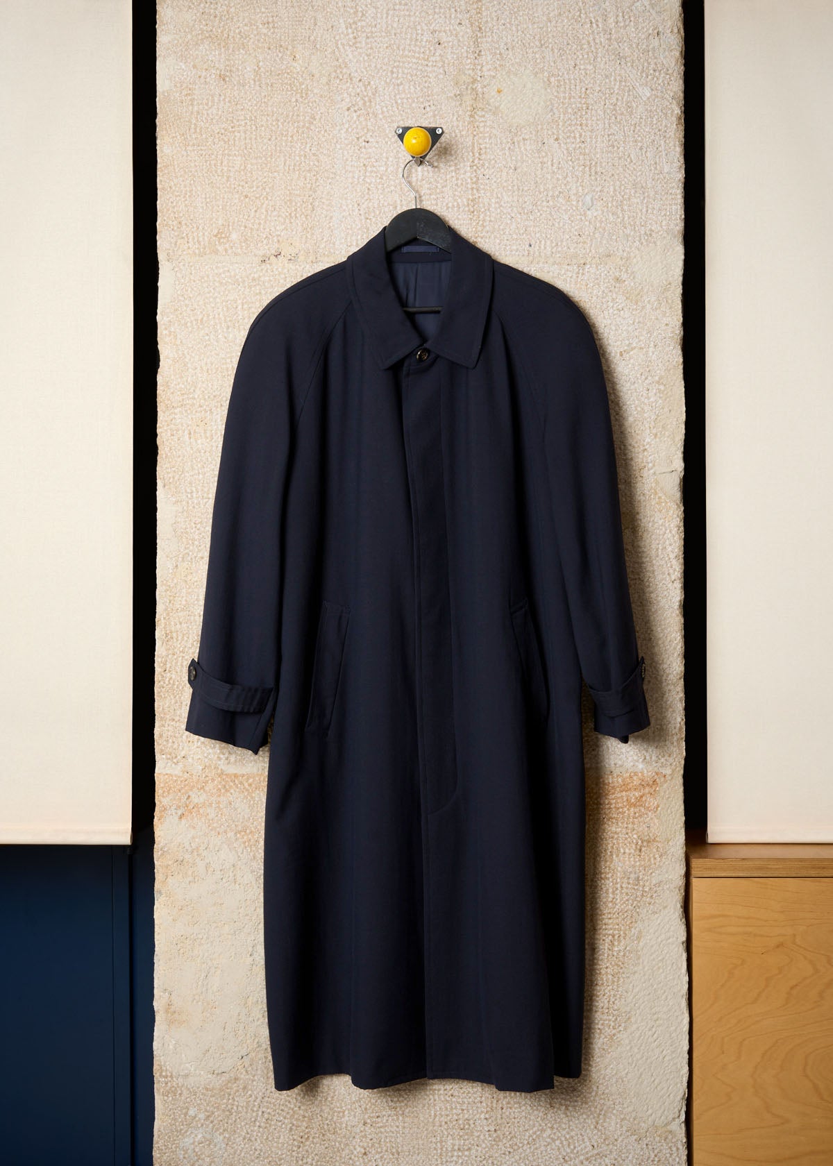 HOMME NIGHT BLUE SOFT WOOL BALMACAAN COAT AW1990 - MEDIUM