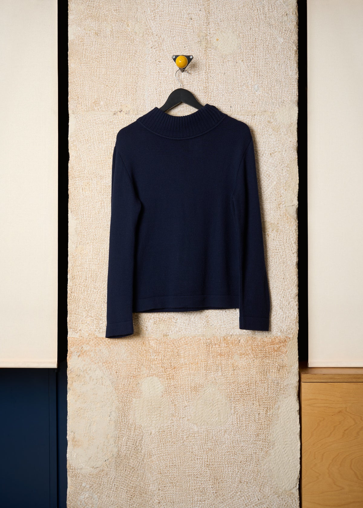 NAVY WOOL JUMPER WITH HIDDEN HOOD 2000'S - MEDIUM