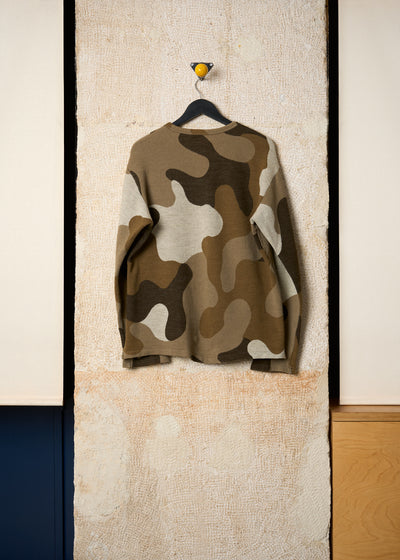 POUR HOMME BROWN BEIGE GREEN CAMO LIGHT JUMPER AW2002 - LARGE