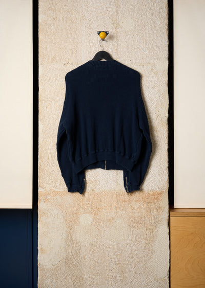 EMPORIO ARMANI NAVY BLUE TWO ZIP KNIT 1980'S - LARGE