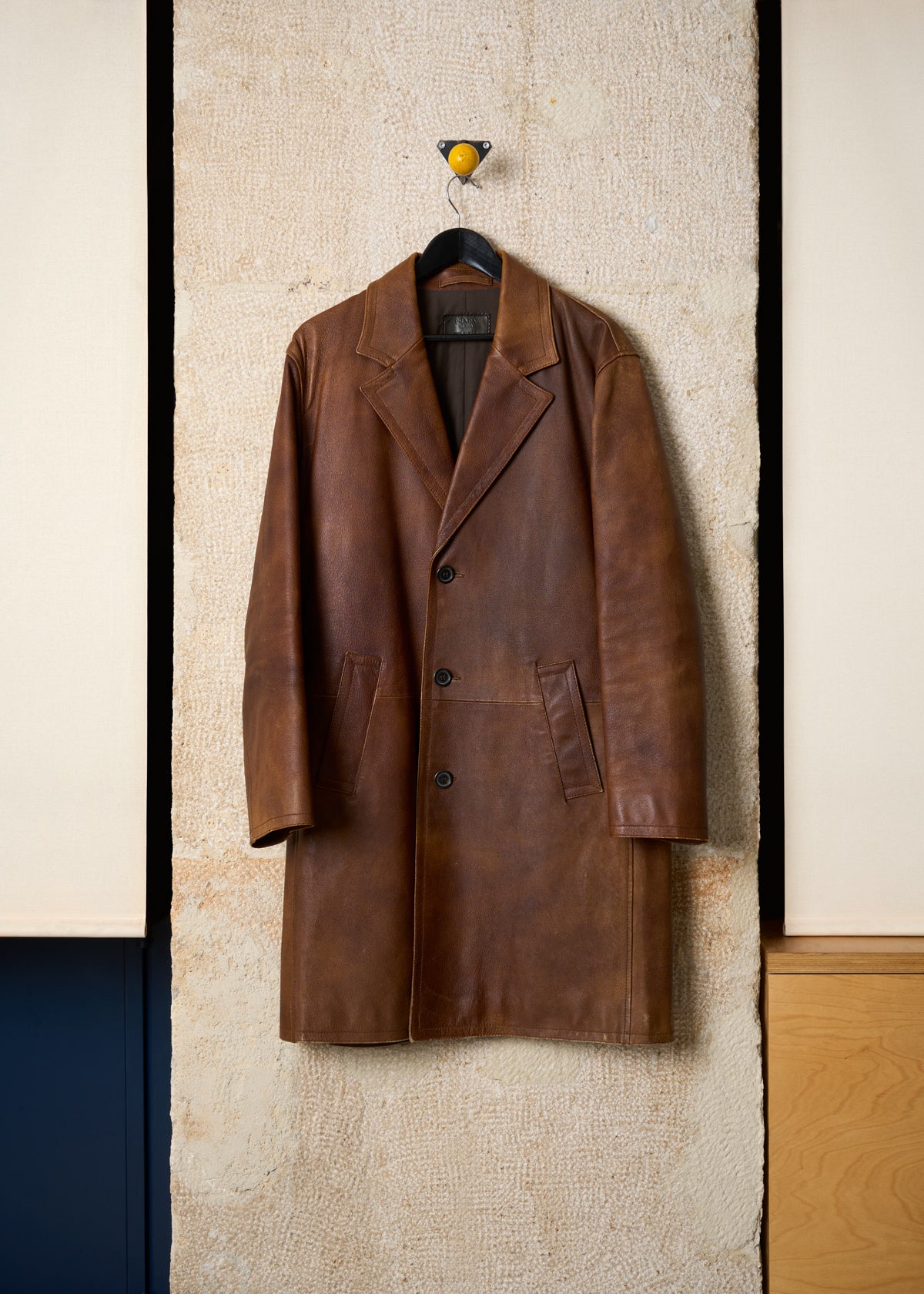 BROWN LEATHER COAT 2000'S - MEDIUM