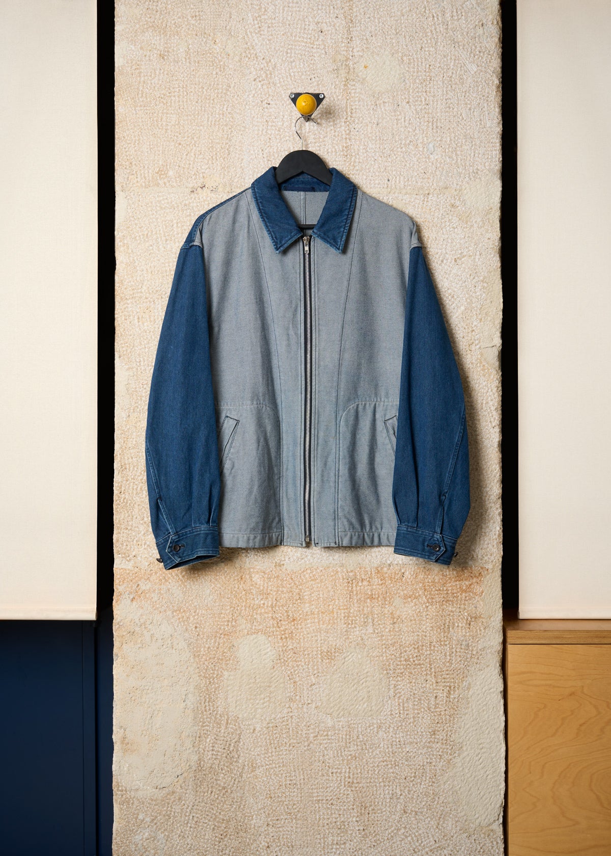 HOMME PLUS GREY BLUE DENIM DRIZZLER JACKET SS1991 - LARGE