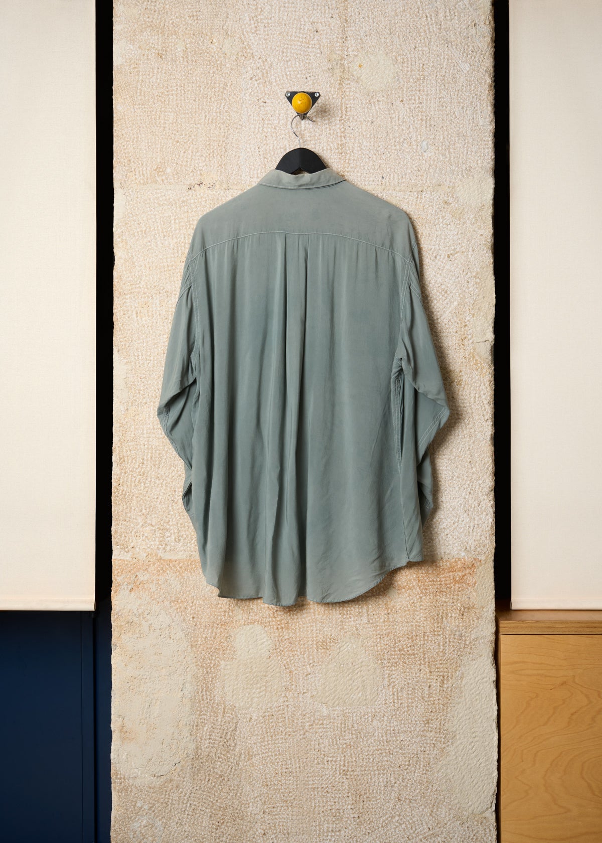 HOMME PLUS OLIVE GREEN TRIPLE POCKETS WIDE RAYON SHIRT SS1994 - LARGE