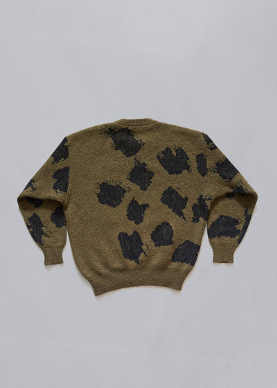 Olive Dalmatian Wool Crewneck Sweatshirt 1980's - Large