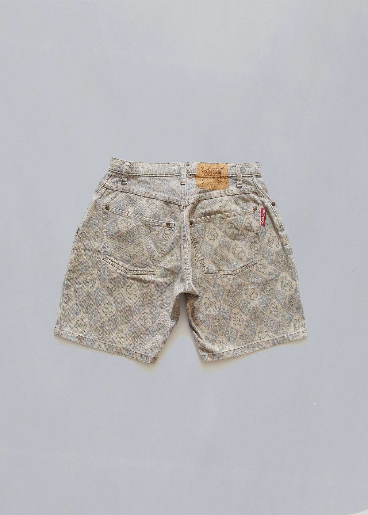 Grey Marquis Floral Pattern Denim Mini Shorts 1990's - 28