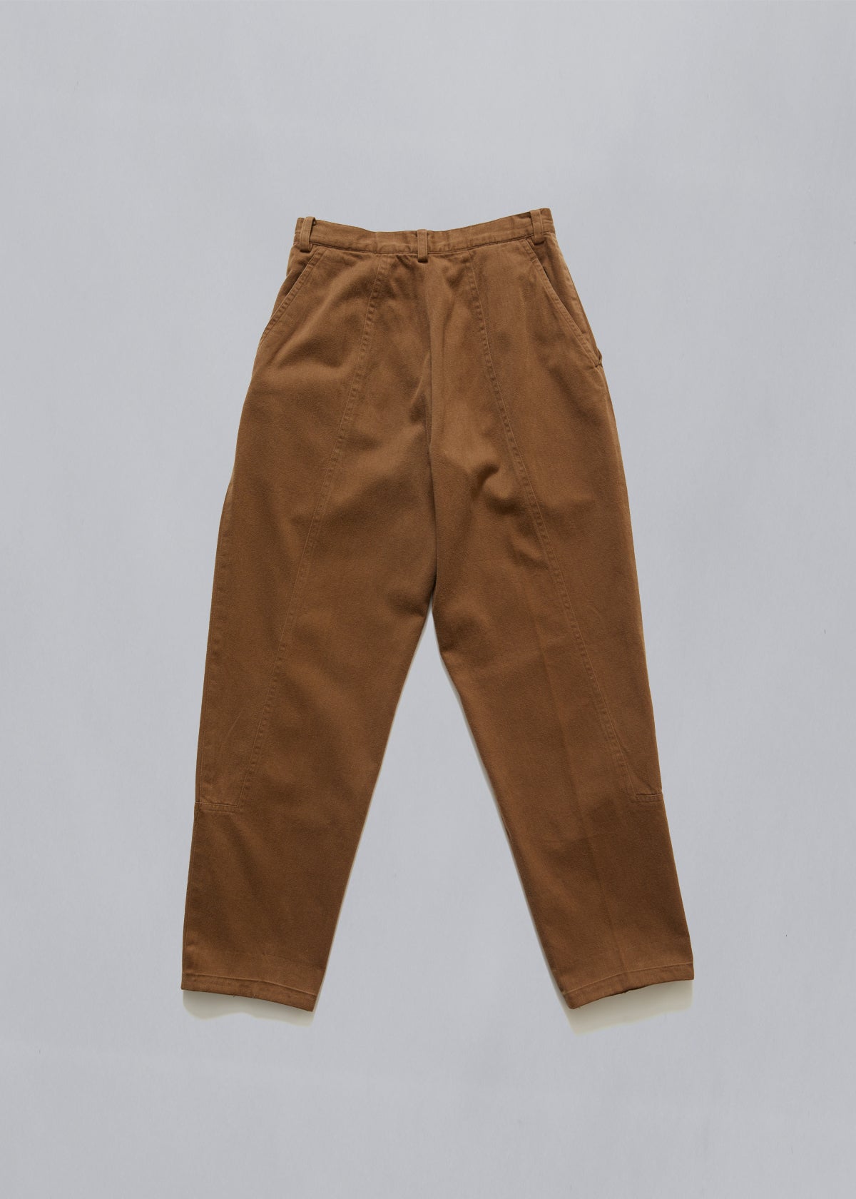 Camel Double Face Cotton Pleated Trousers 1980's - Small