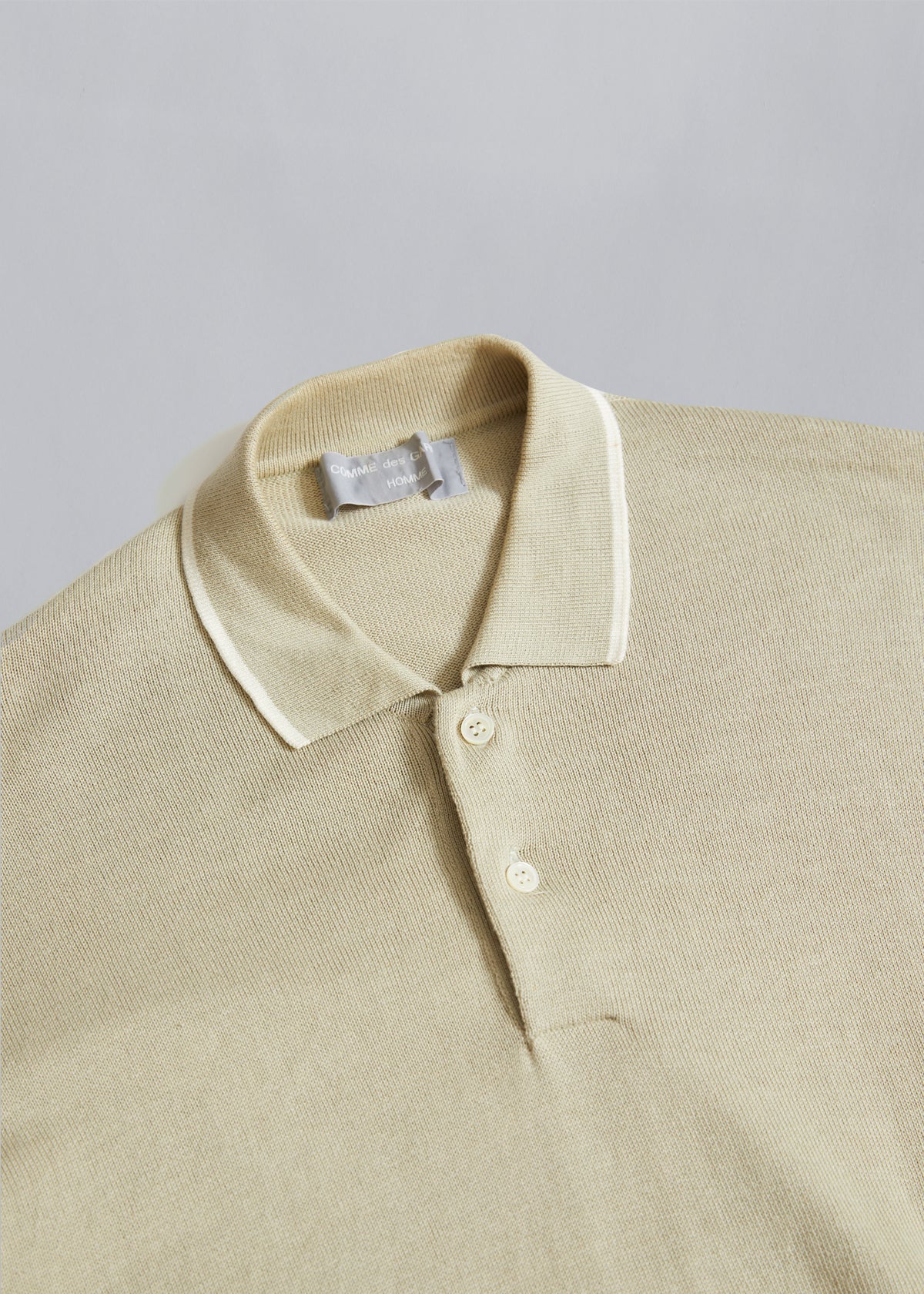 CDG Homme Natural Merino Wool Polo Knit 1980's - Large