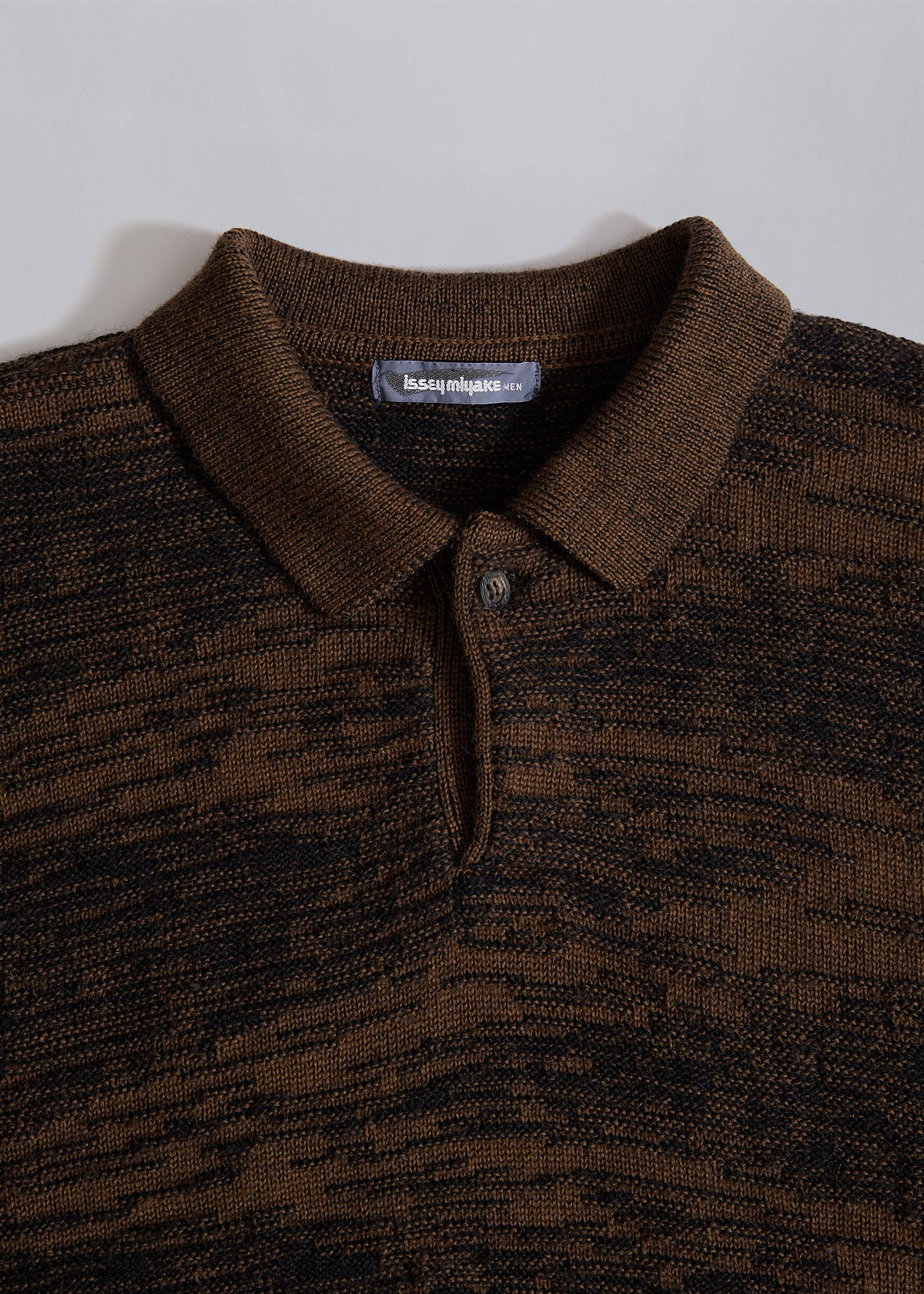 Brown 3D Textured Stripes Polo Knit 1980's - Large