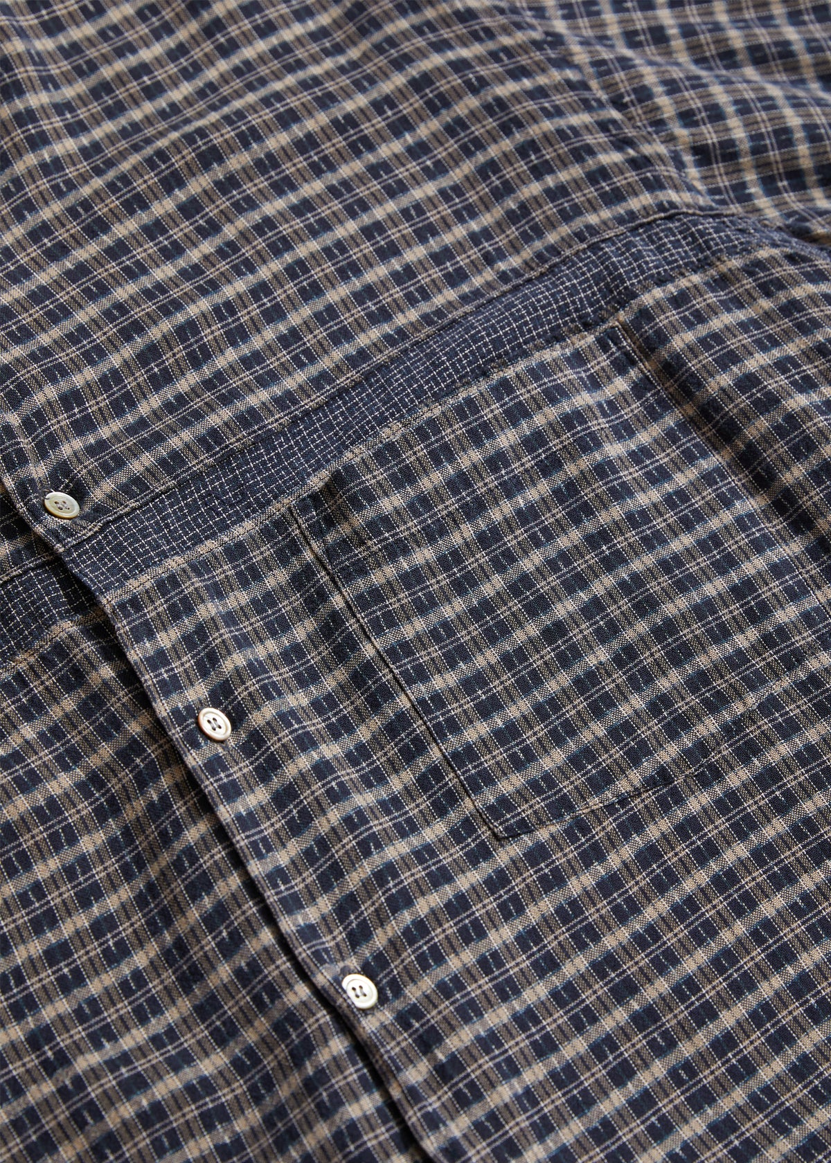 CDG Homme Light Cotton Textured Checkered Shirt 1980's - Large