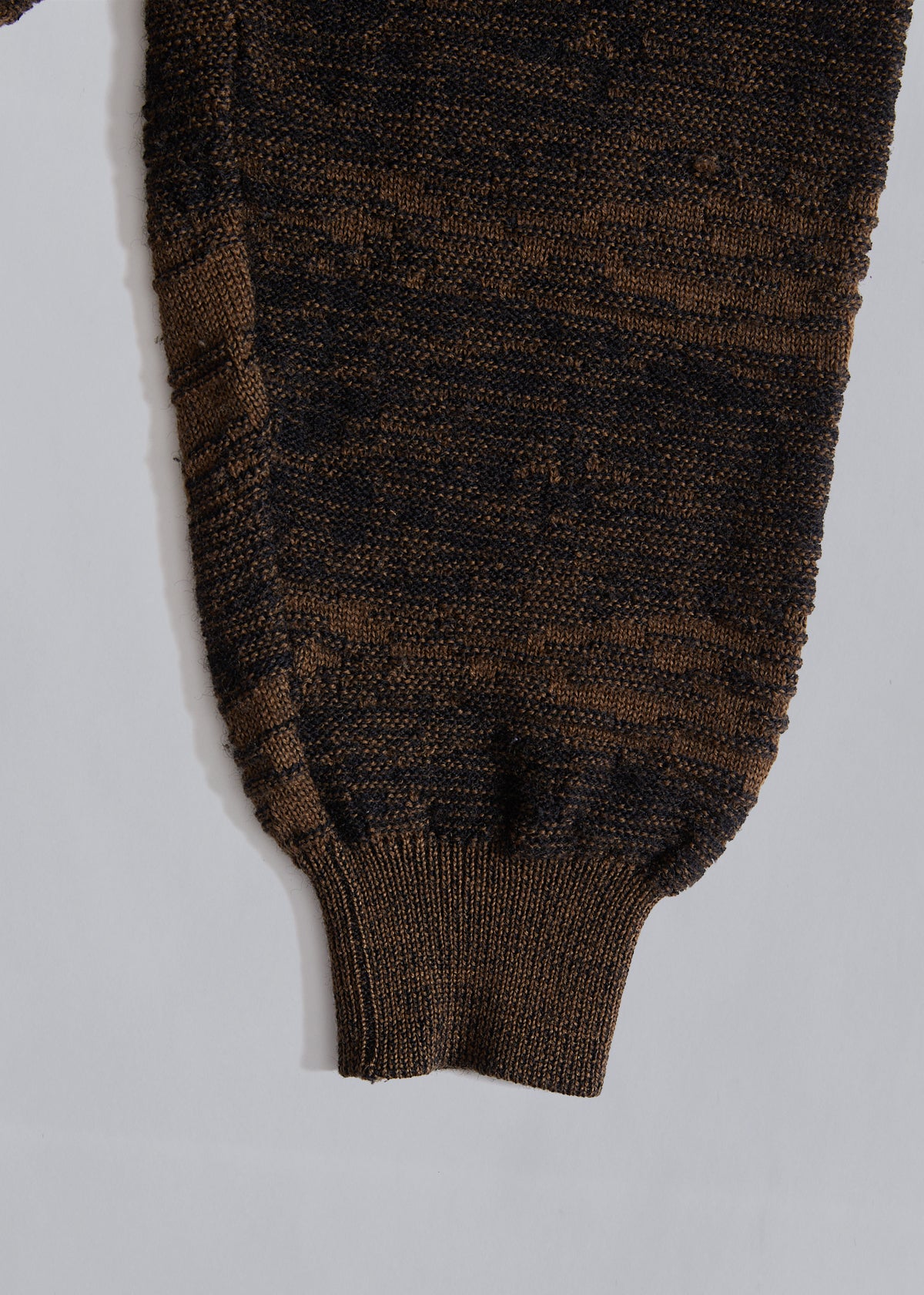 Brown 3D Textured Stripes Polo Knit 1980's - Large