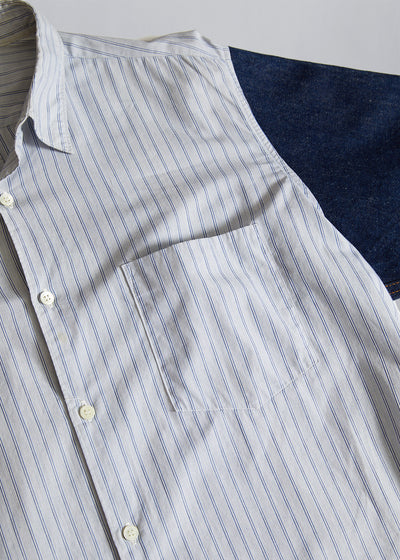 CDG Homme Denim Sleeves Striped Shirt 1980's - Medium