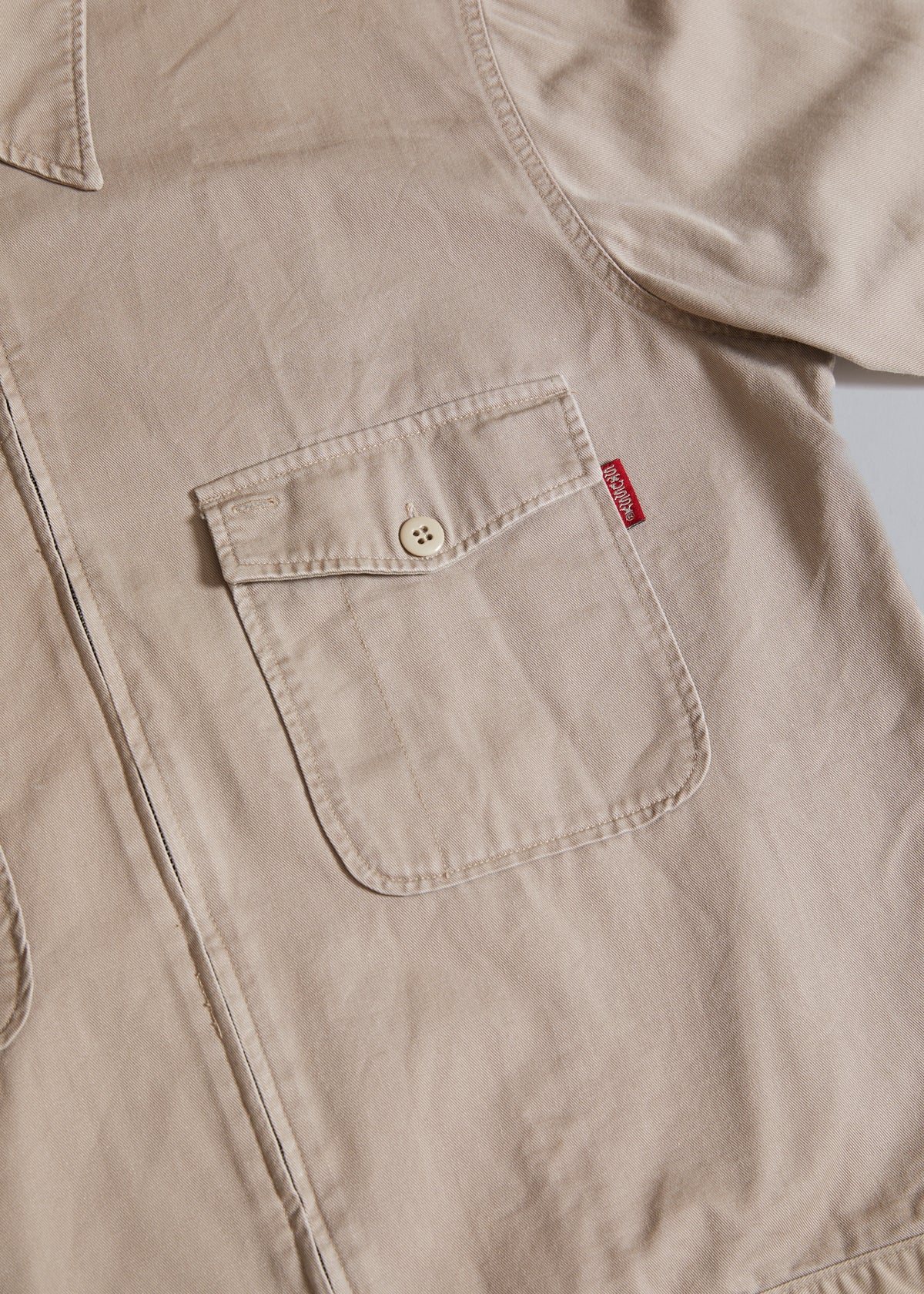 Beige Double Pocket Zip Work Jacket 1990's - X-Large