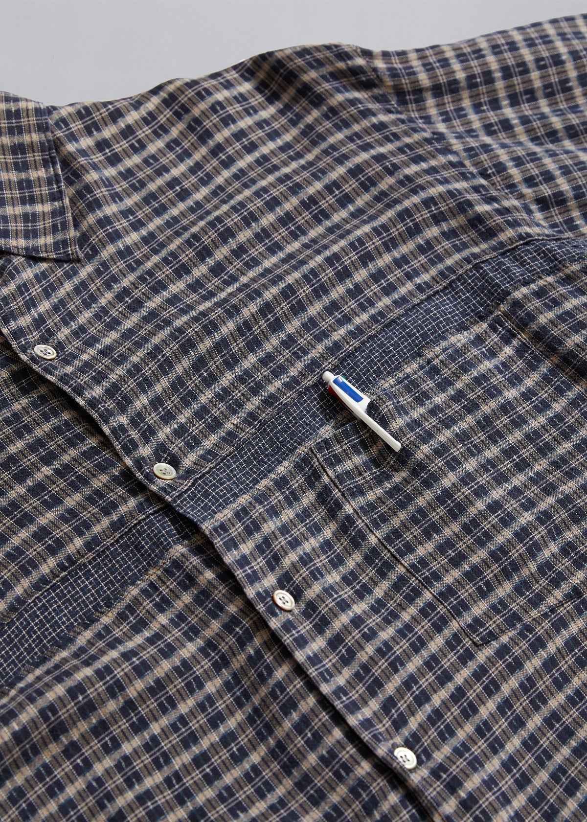 CDG Homme Light Cotton Textured Checkered Shirt 1980's - Large