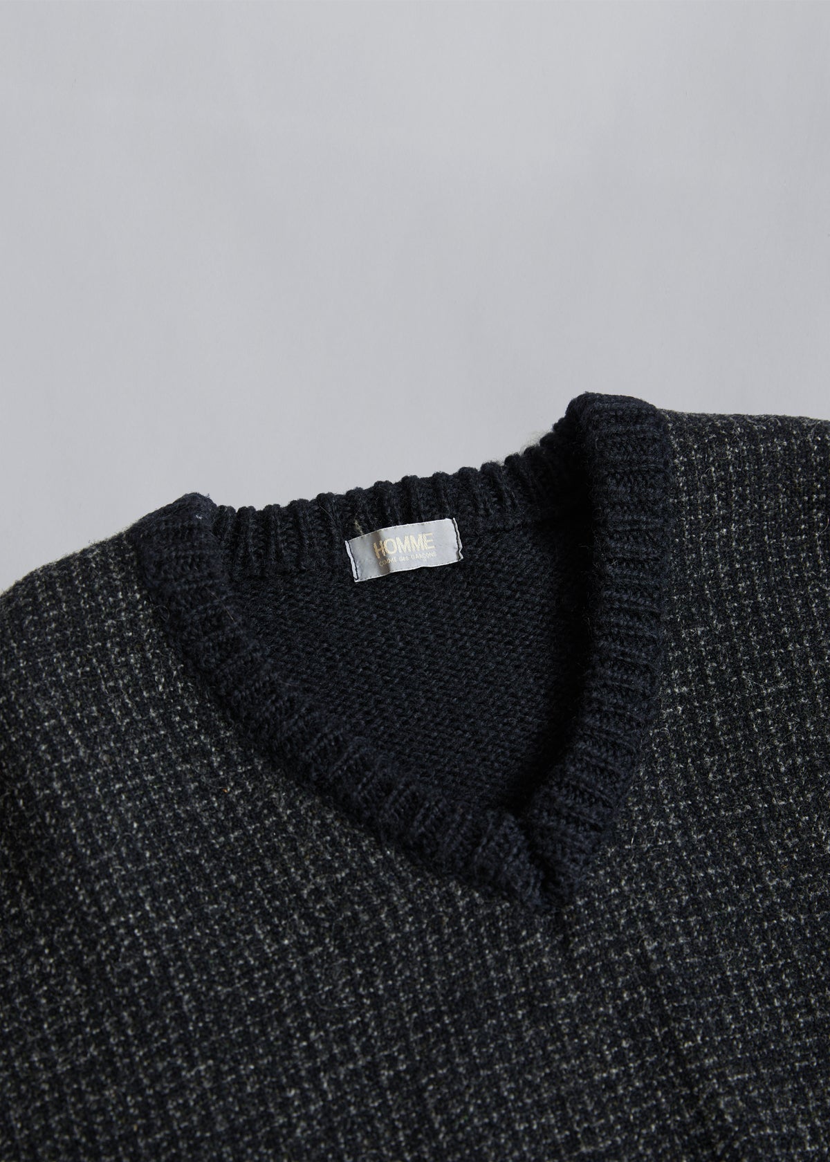 CDG Homme Two Tone V-Neck Wool Jumper 1980's - Large