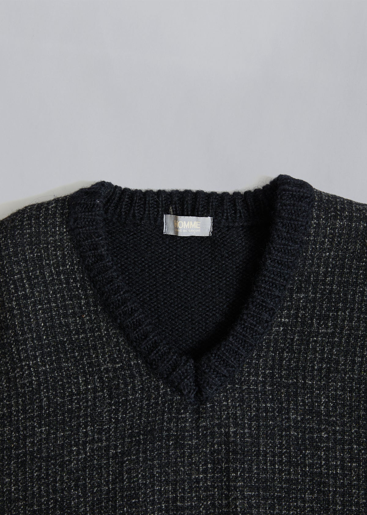 CDG Homme Two Tone V-Neck Wool Jumper 1980's - Large