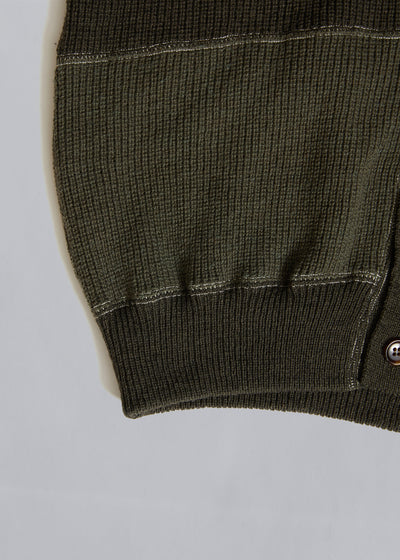 CDG Homme Olive Patchwork Wool Cardigan 1980's - Large