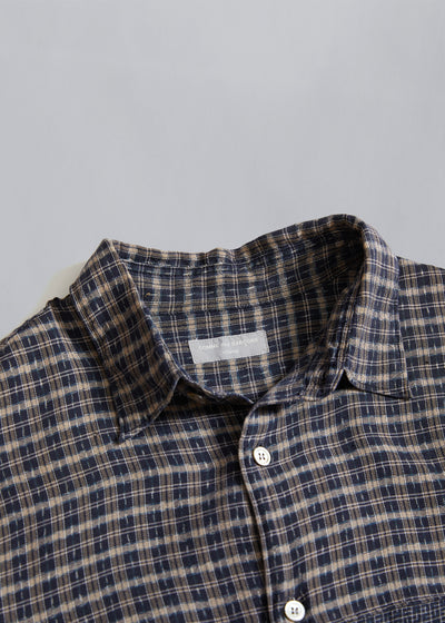 CDG Homme Light Cotton Textured Checkered Shirt 1980's - Large