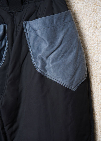 Black Nylon Contrast Pockets Parachute Pants 1980's - Small