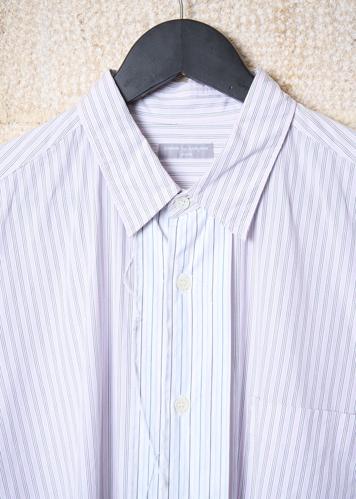 CDG Homme Distressed Striped Cotton Shirt 2000 - Large