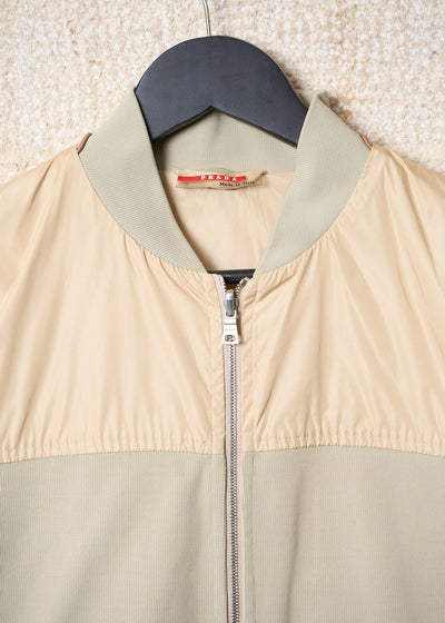 Beige Mesh Mixed Fabrics Sport Jacket 2000's - Medium